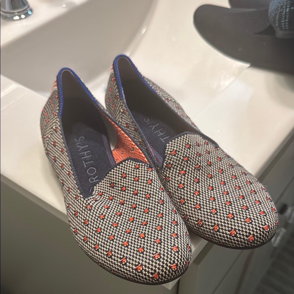 Rothy's Women's Slip-On Shoes - Black and orange dot 7.5